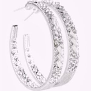 The beautiful NWT “Glitzy by association” post back earrings hoops silver